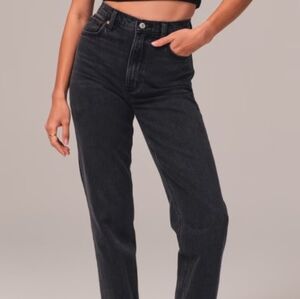NWT Abercrombie & Fitch Black 90 Straight Ultra High Rise Women Jeans Size 29 8R
